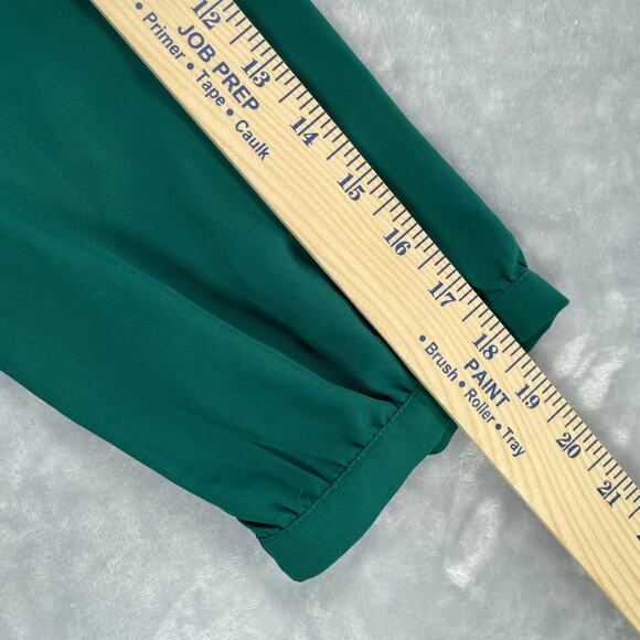 Torrid Top Womens 2X 18-20 Emerald Green Georgette Wrap Surplice Tunic Babydoll - Picture 10 of 16